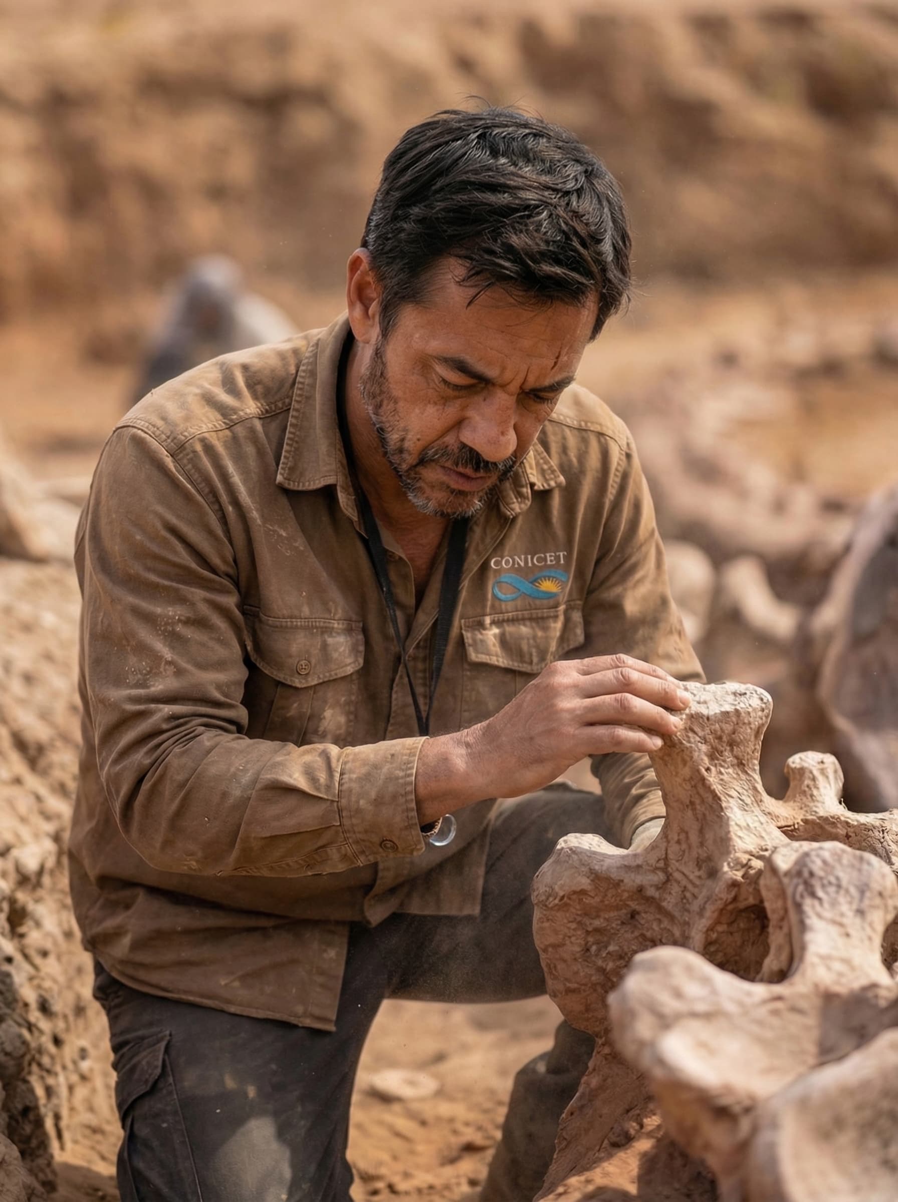Dr. Marco Reyes regarde les ossements du Mitosaldaite