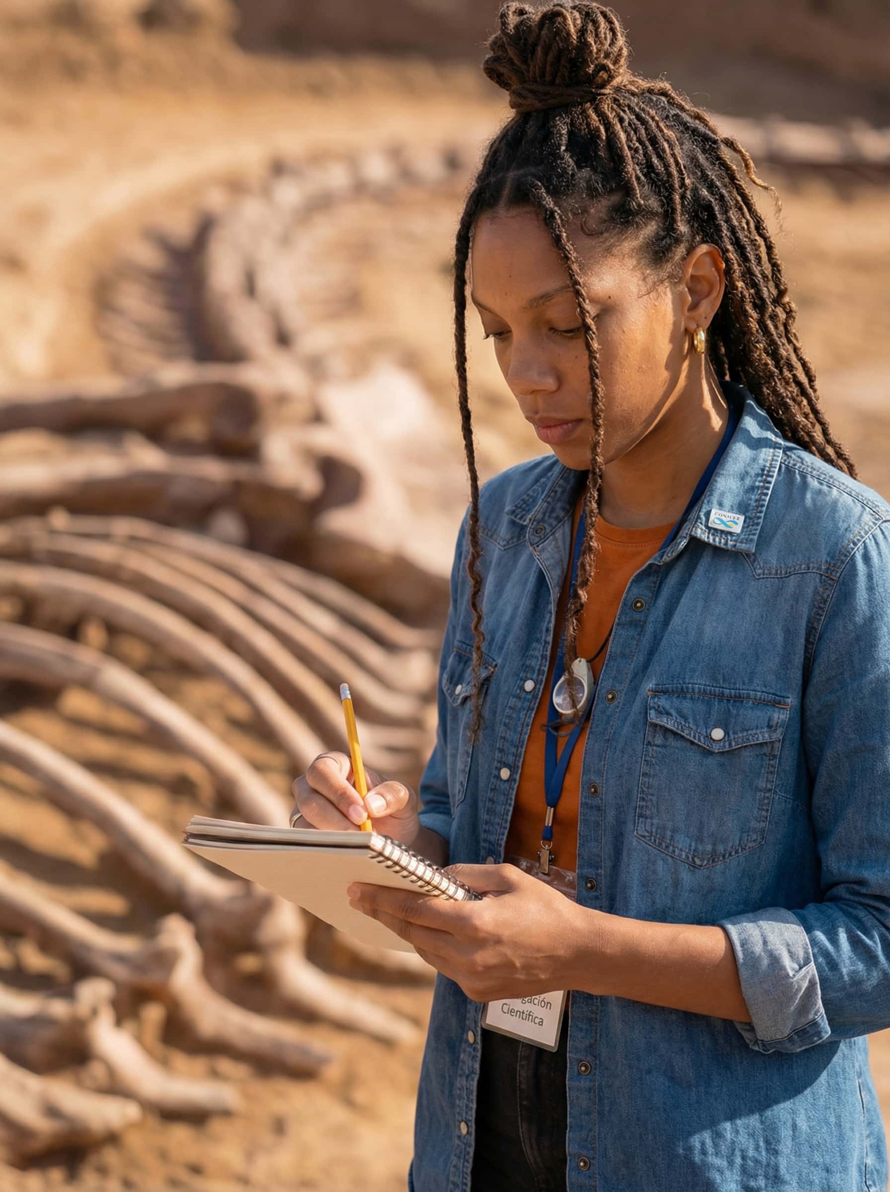 Sofia mendez prend des note sur le Mitosaldaite dans un livre