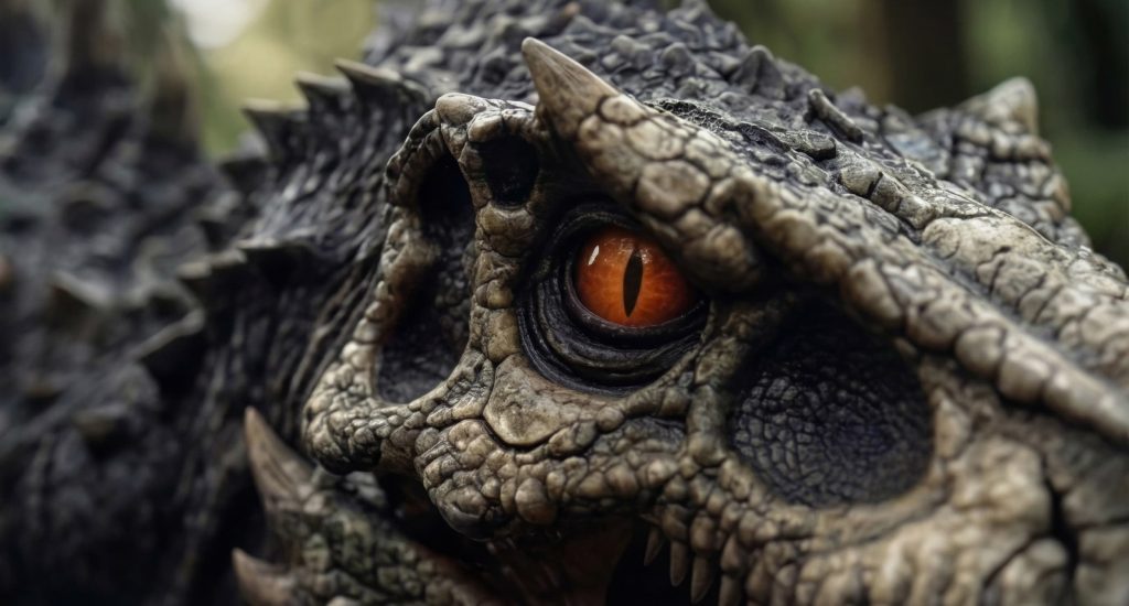 Gros plan sur l'oeil orange ambré du Mitosaldaite